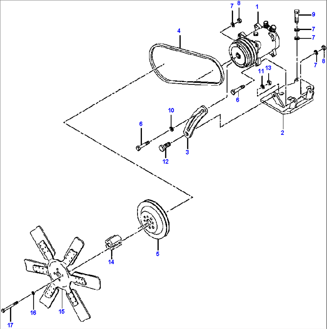 FIG. K5300-01A0 AIR CONDITIONER COMPRESSOR MOUNTING - S/N 203918 AND UP