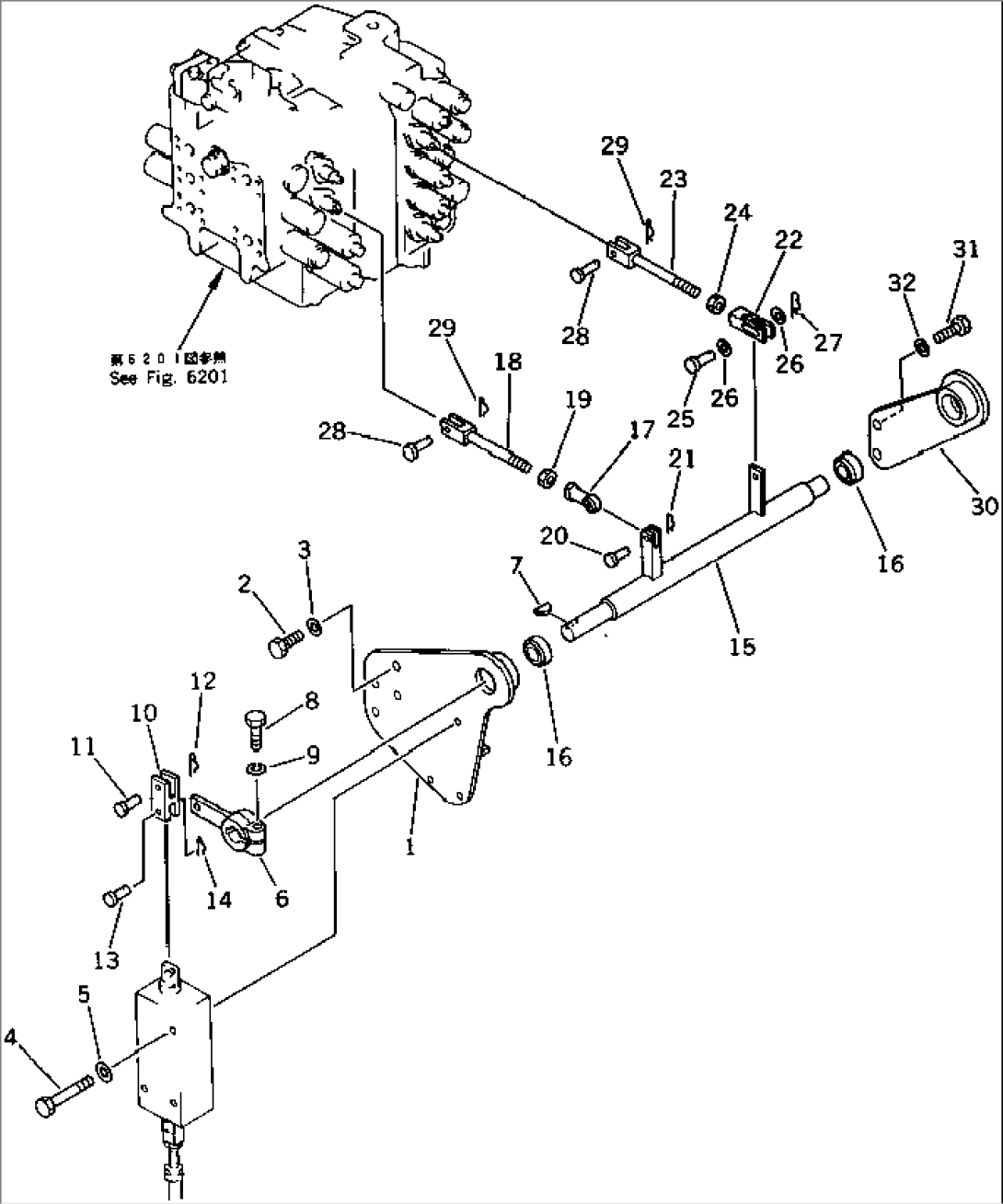 BOOM CONTROL LINKAGE (2/2) (FOR LONG LEVER CONTROL)(#20001-21134)