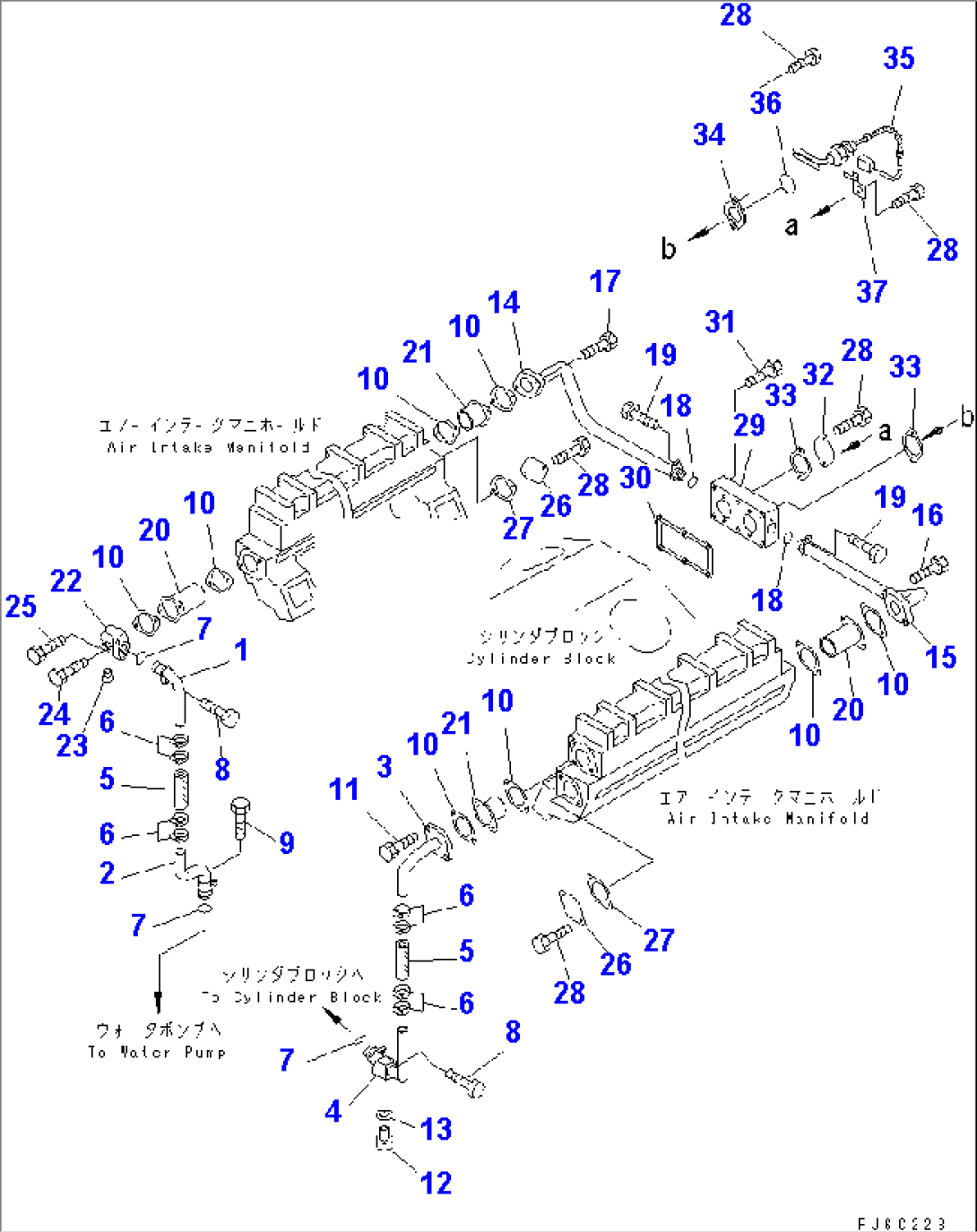 AFTER COOLER WATER PIPING (COLD TERRAIN SPEC.) (FOR ELECTRICAL GOVERNOR)(#12378-)