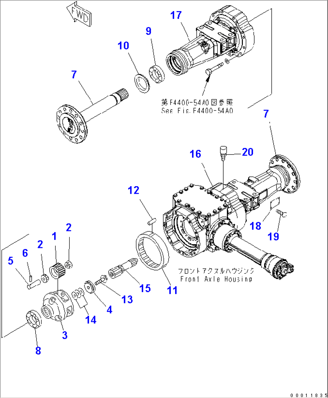 FRONT AXLE (FINAL DRIVE AND HOUSING¤ L.H.)
