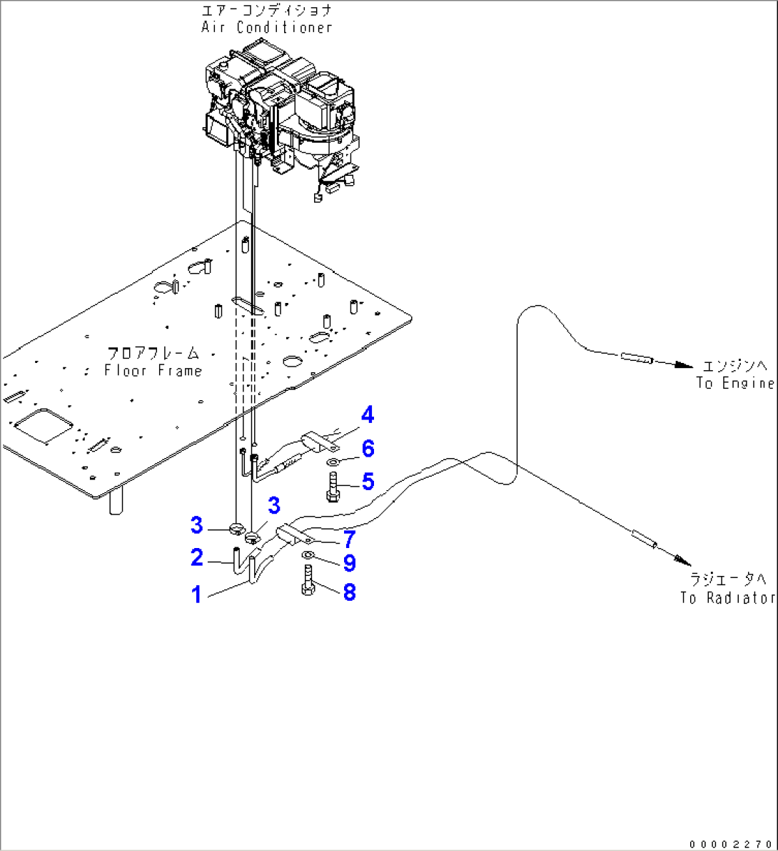 FLOOR FRAME (HEATER HOSE AND CLAMP) (WITH CORROSION RESISTOR)(#10001-10500)