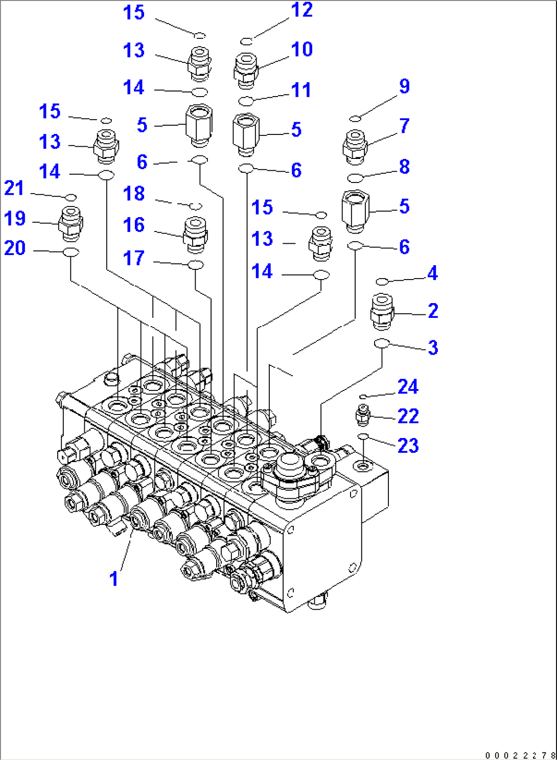 MAIN VALVE CONNECTING PARTS (1/4) (FOR 1-PIECE BOOM WITH 1 ATT.)