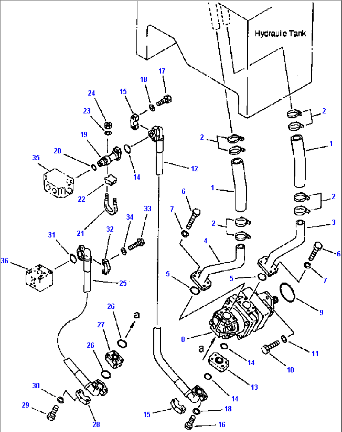 HYDRAULIC PIPING (TANK TO PUMP TO PRIORITY VALVE)