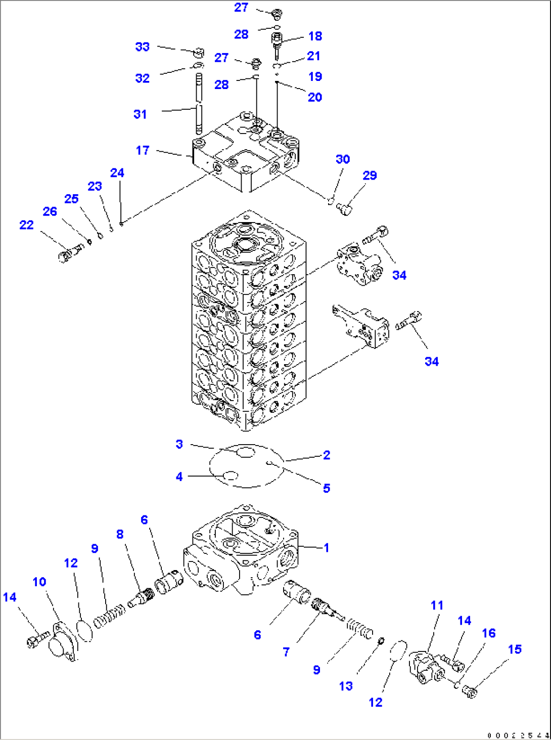 MAIN VALVE (8-SPOOL) (5/9) (FOR ONE-PIECE BOOM)