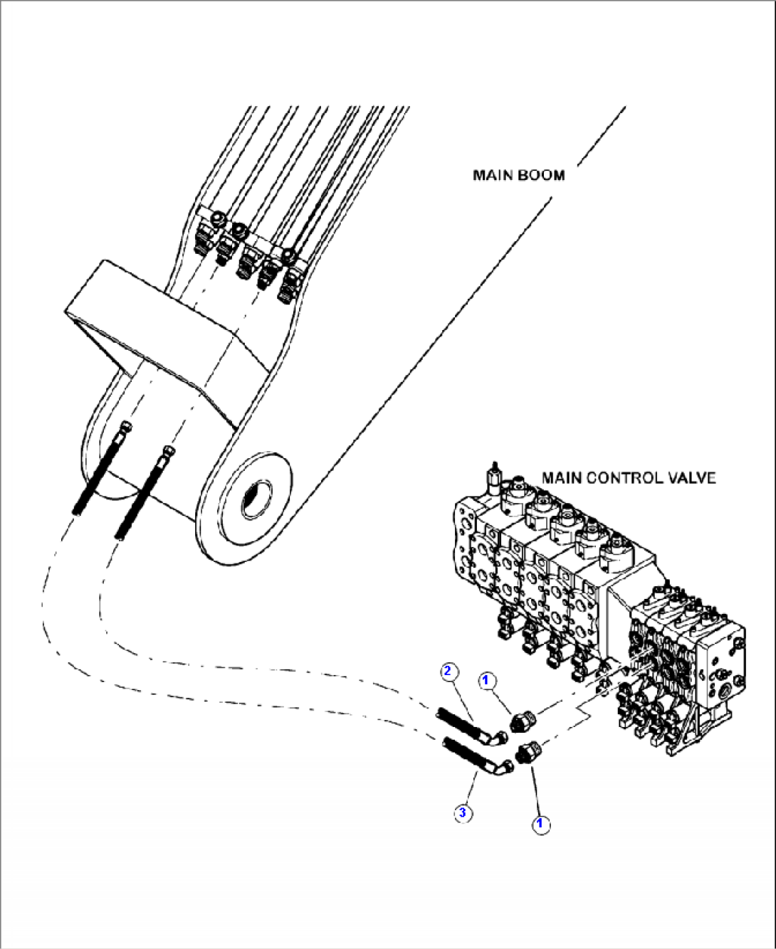 T4300-01A0 MAIN CONTROL VALVE TO MAIN BOOM LINES HEAD ROTATE FUNCTION