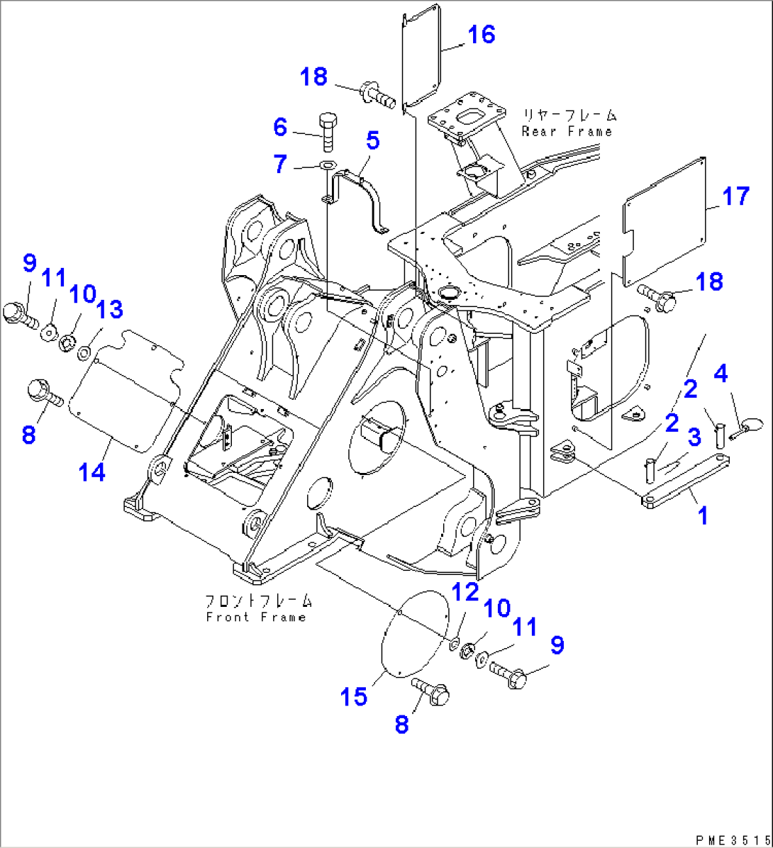 LOCK AND COVER (FOR FRONT AND REAR FRAME) (WITH EMERGENCY STEERING)