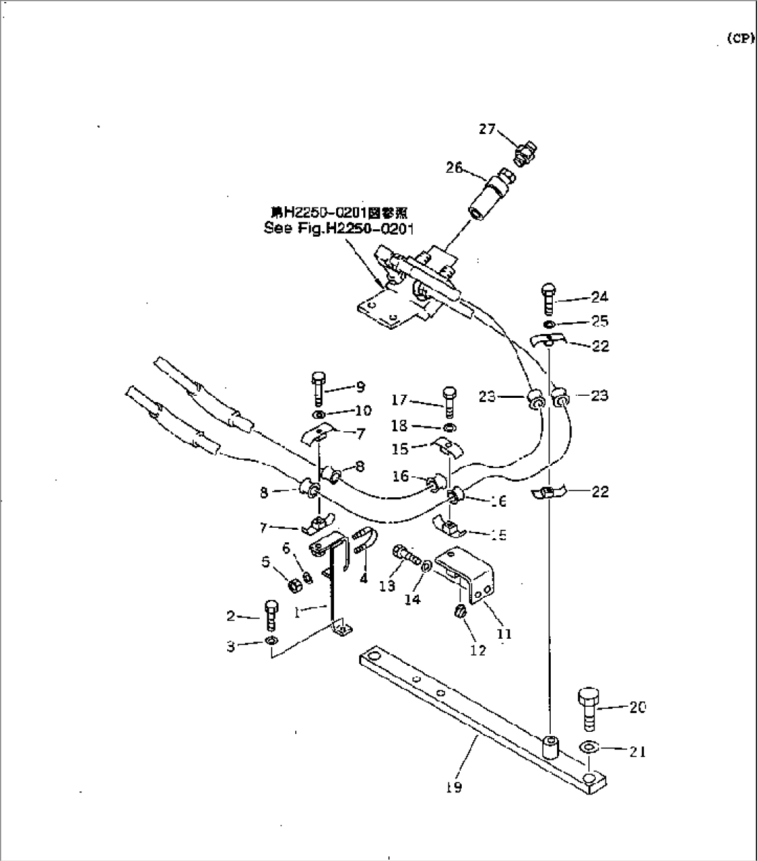 REAR HYDRAULIC LINE (BRACKET) (FOR AUX. FARMING TOOL) (D60P)