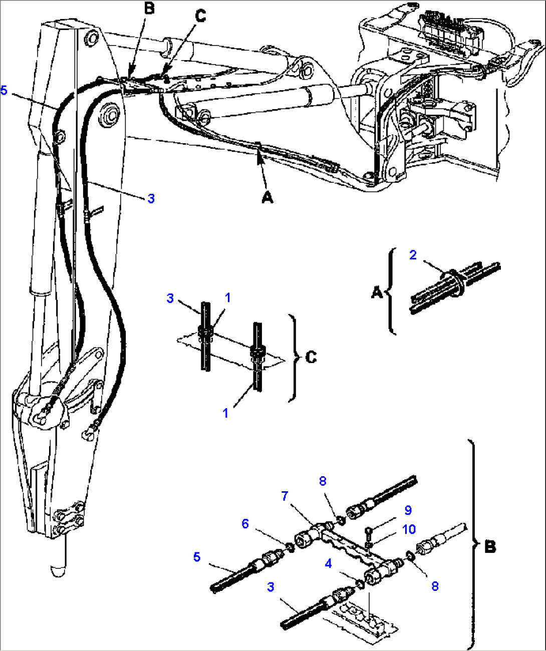 FIG. H6830-02A0 HYDRAULIC PIPING - HAMMER LINE - BOOM TO ARM
