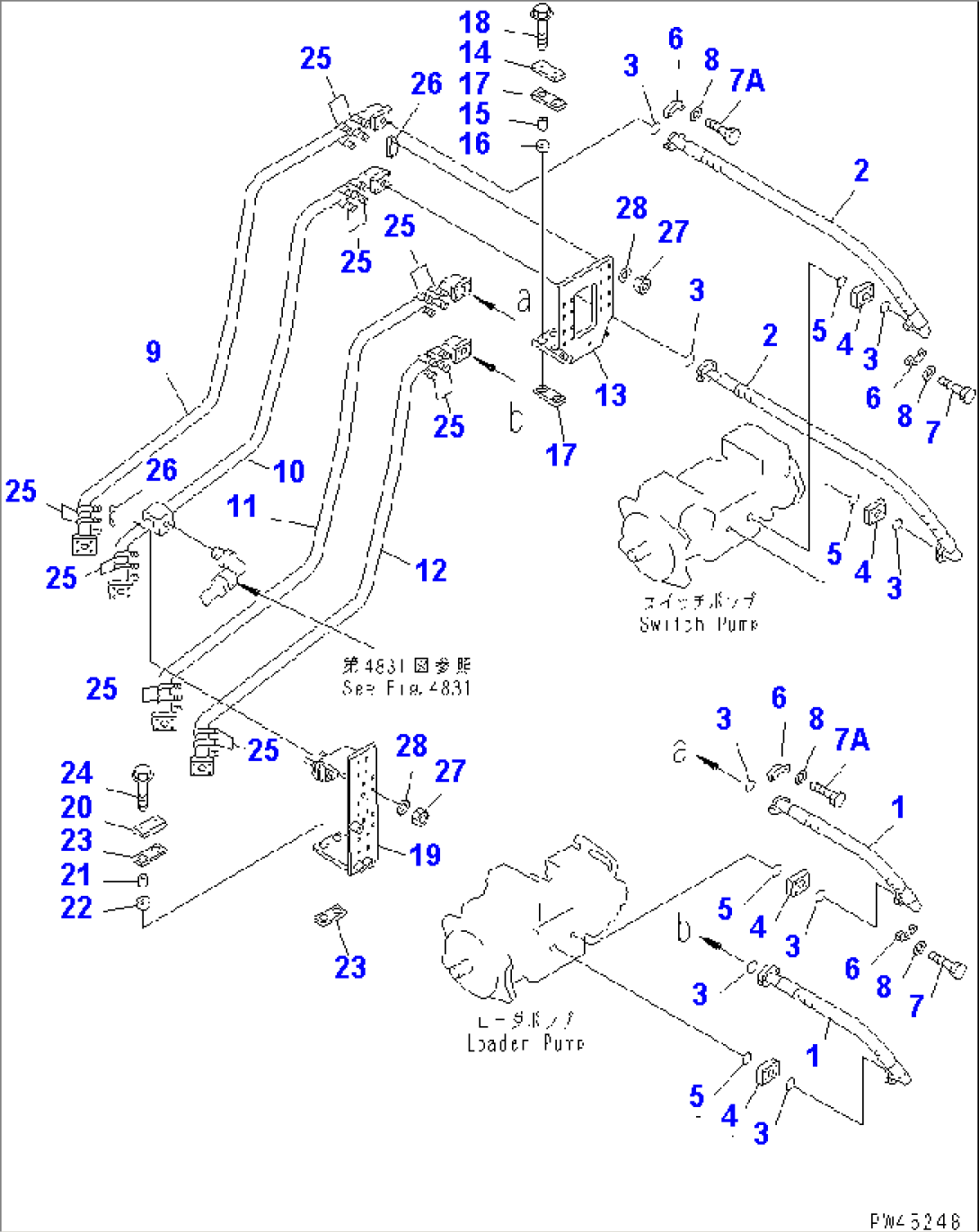 HYDRAULIC PIPING (DELIVERY LINE) (1/2) (FOR JOY STICK STEERING)