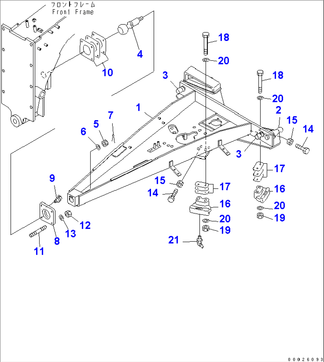 DRAWBAR (WITH CLUTCH TYPE CIRCLE REVERSE GEAR) (FOR 90 DEG. BANK)(#6001-)