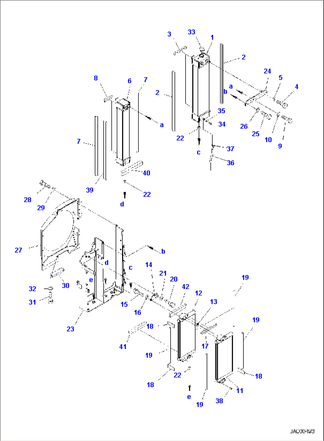 COOLING SYSTEM, WITH DUSTPROOF NET, RADIATOR, AFTERCOOLER AND OIL COOLER