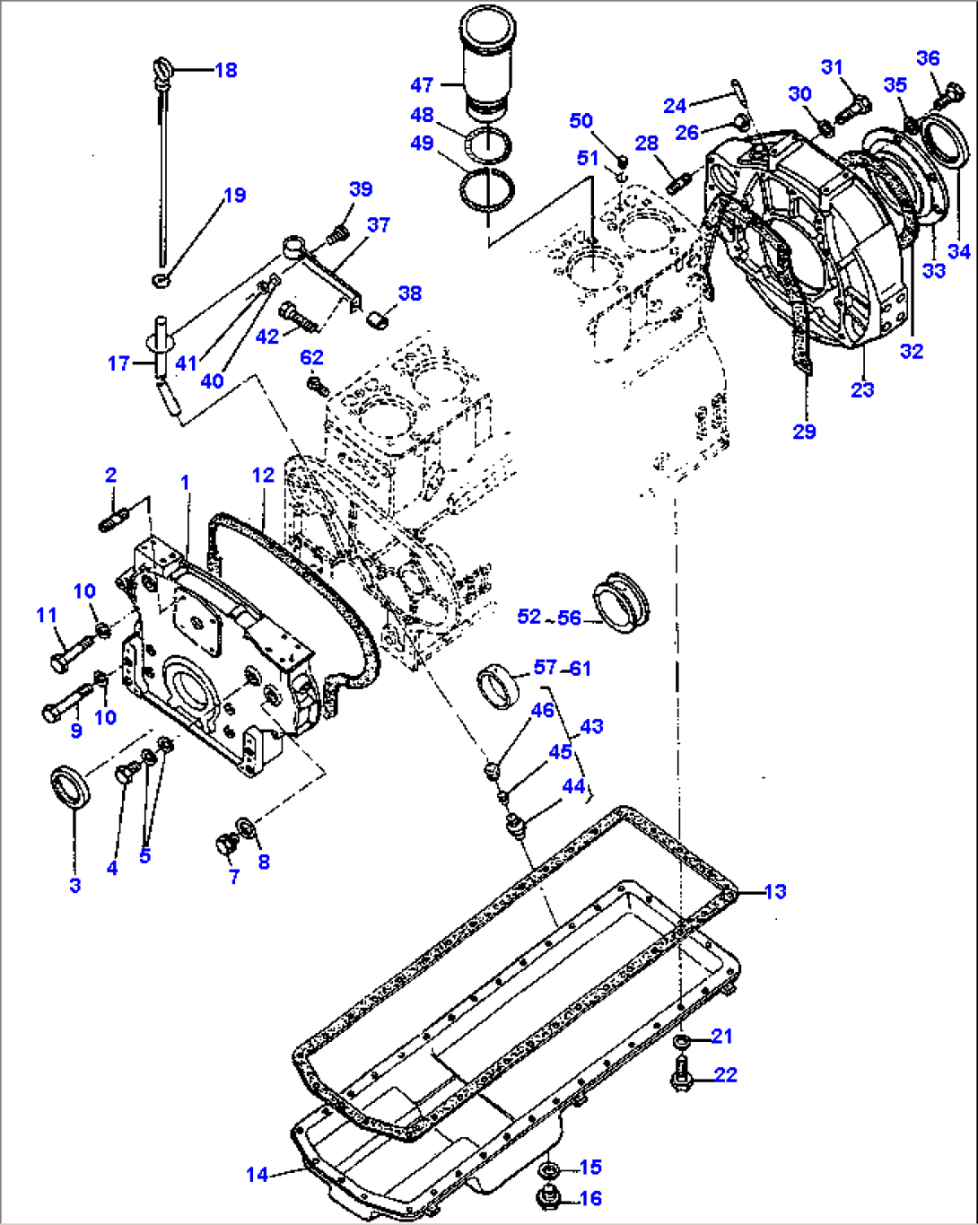 TIMING GEAR CASE AND FLYWHEEL HOUSING