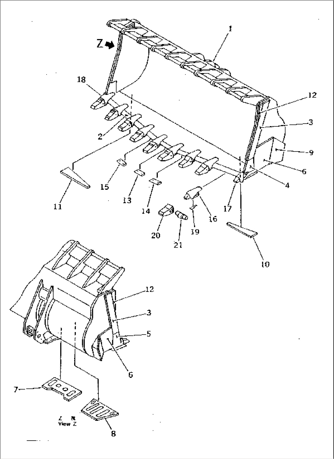 BUCKET¤ 8.0M3 (SPADE NOSE) (WITH TOOTH) (FOR HIGH LIFT)(#10501-)