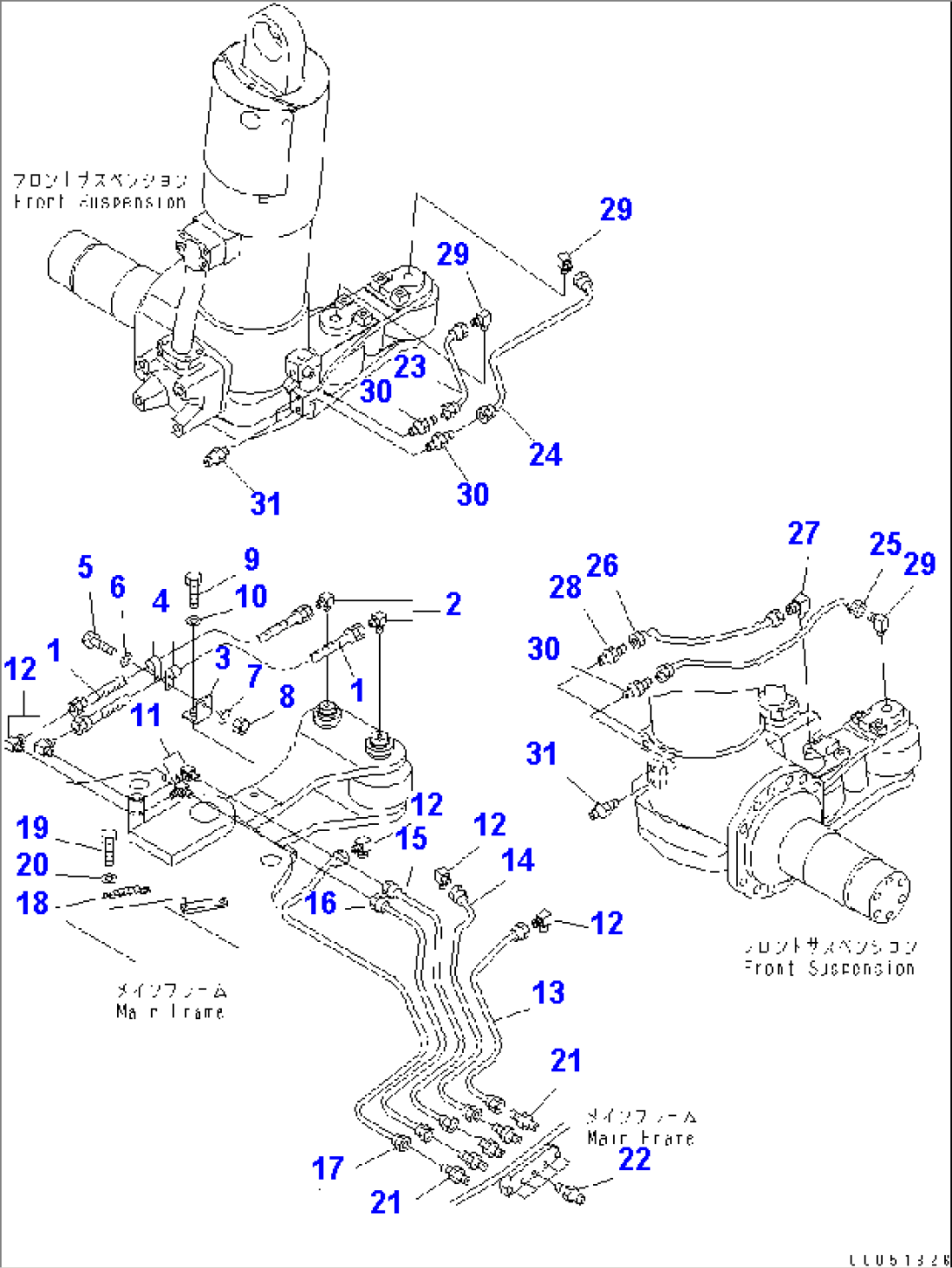 LUBRICATING PIPING (FRONT)(#3001-)