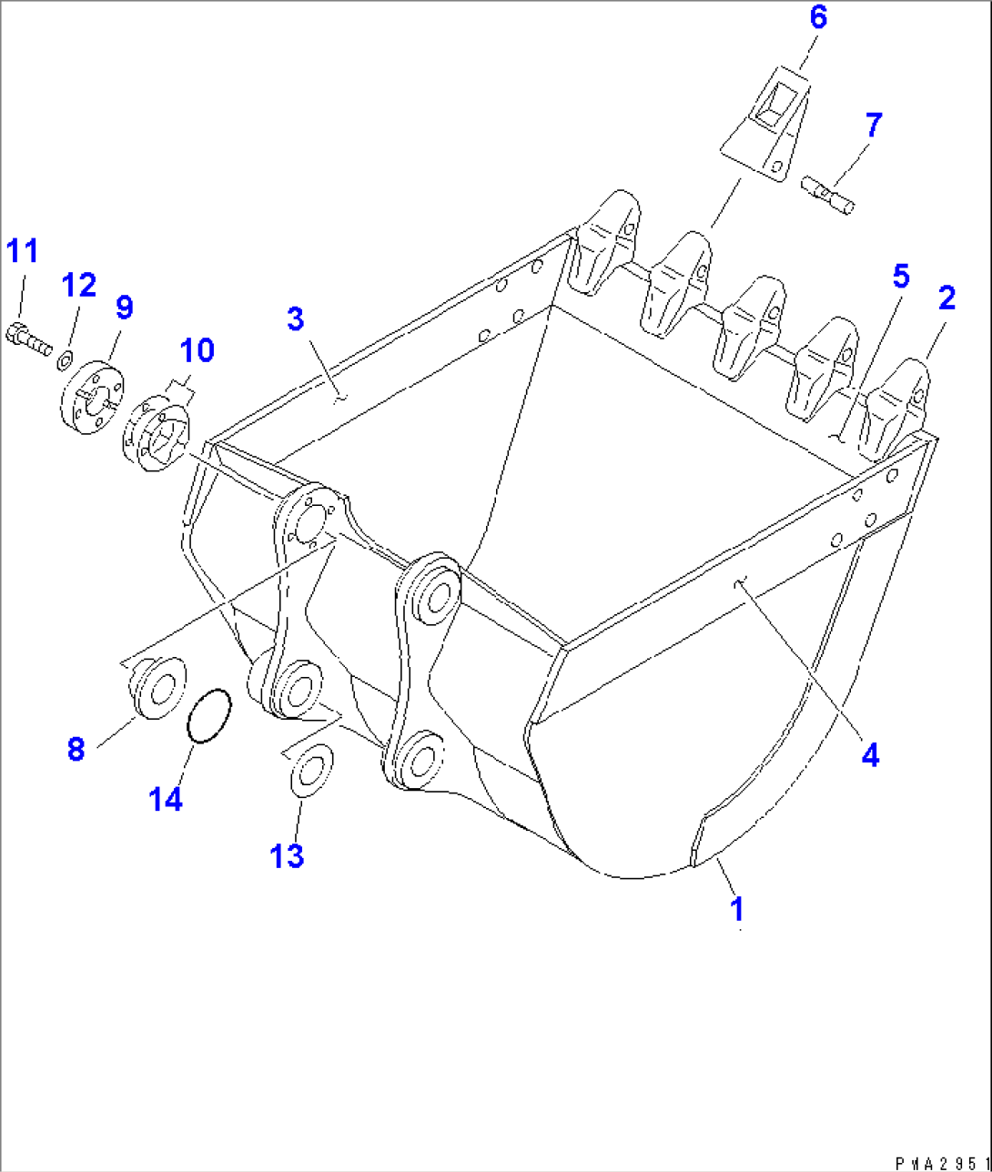 BUCKET¤ 0.50M3 WIDTH 1000MM (HORIZONTAL PIN TYPE)(#20001-)