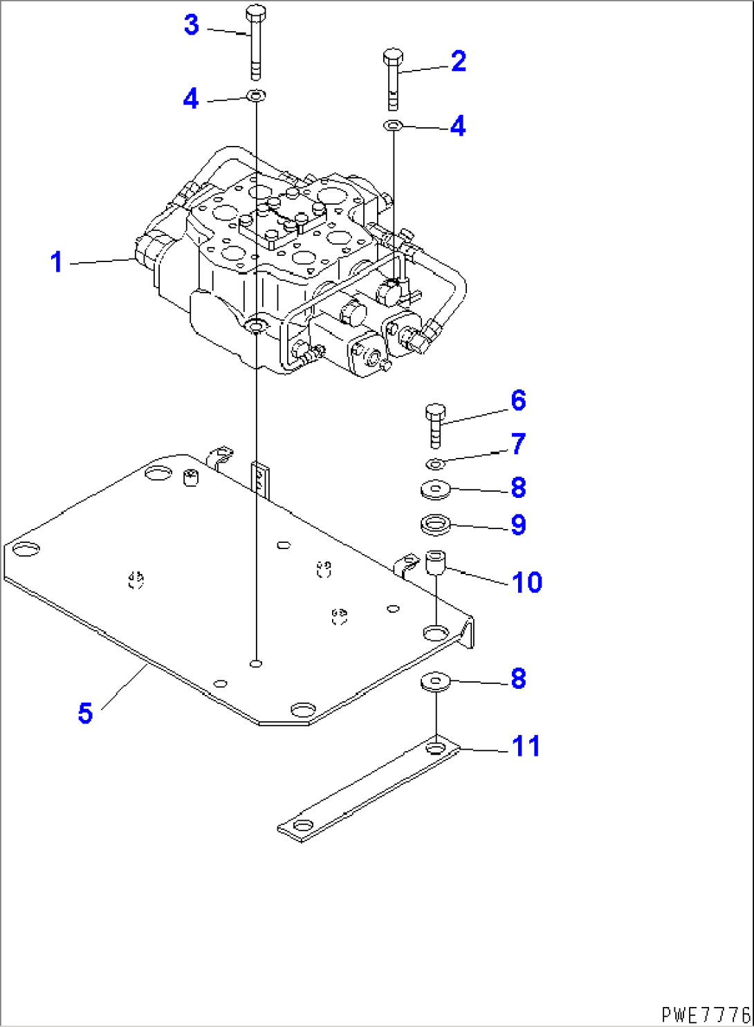 HYDRAULIC MAIN VALVE (VALVE AND MOUNTING PARTS) (WITH E.C.S.S.)(#50001-50256)