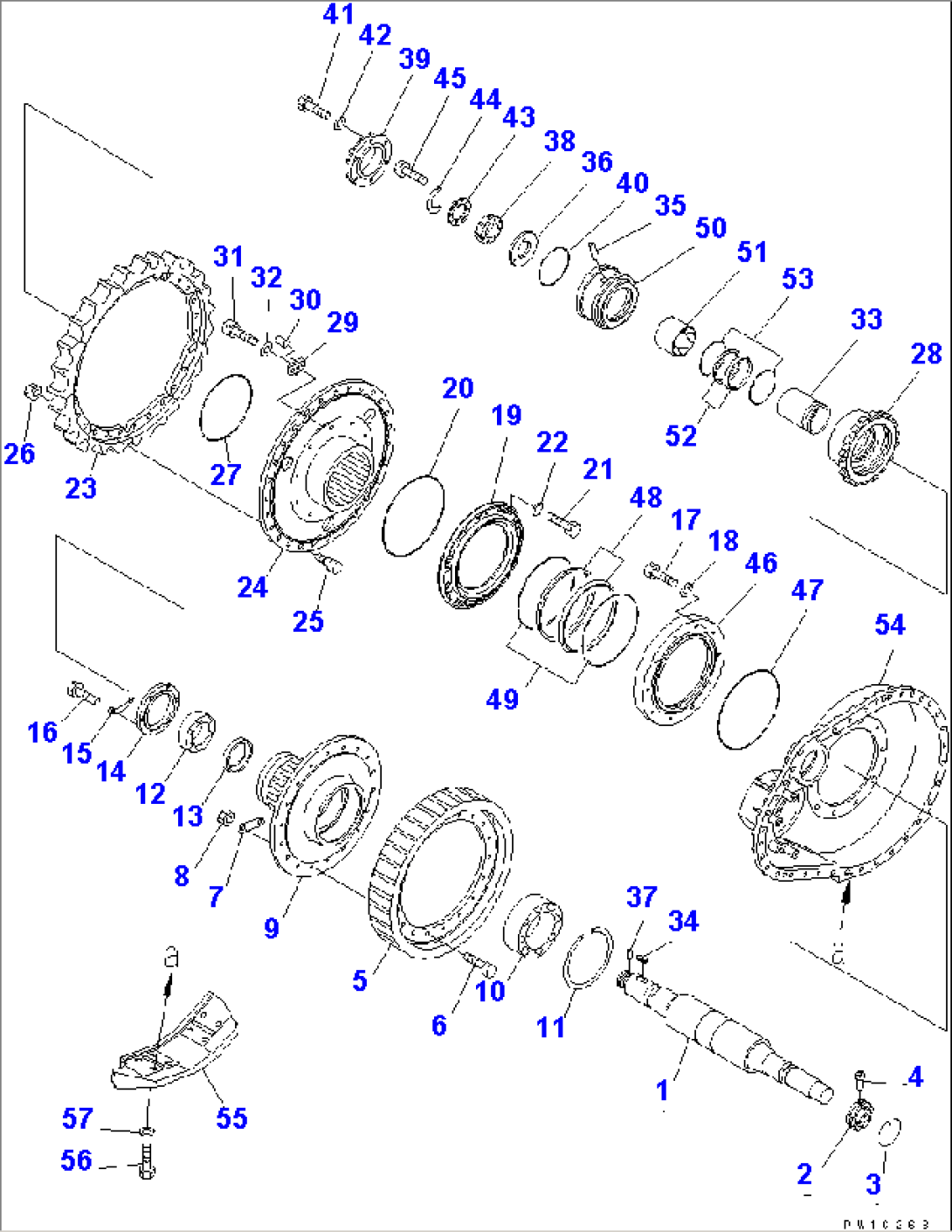 FINAL DRIVE¤ R.H. (SHAFT AND SPROCKET)(#57001-57002)