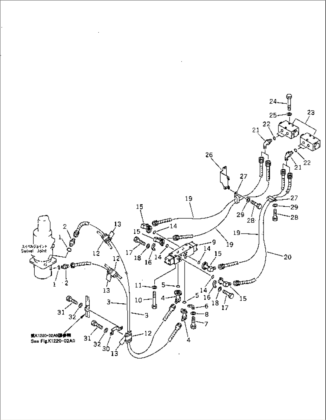 OUTRIGGER PIPING (SWIVEL JOINT TO/FROM CHECK VALVE)(WITH INDEPENDENT L/R REAR OUTRIGGER)(#10009-)