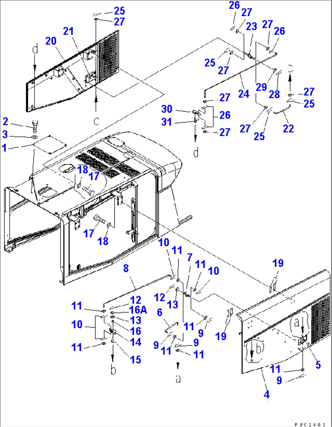 HOOD (DOOR AND SPRING) (FOR REAR FULL FENDER) (SNOW REMOVING SPEC.)