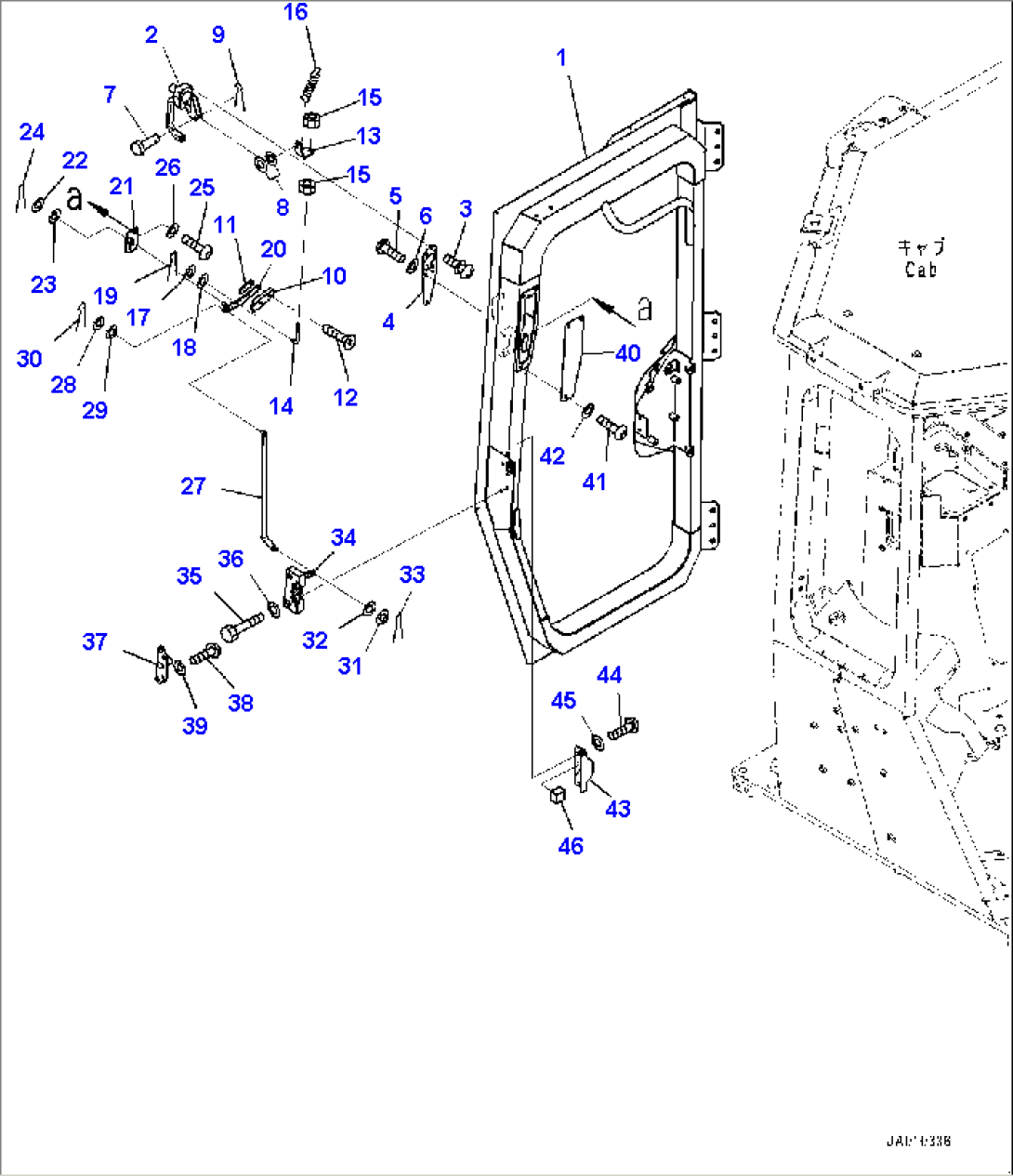 Cab, Door Damper, Window and Wiper, L.H. (#95001-)