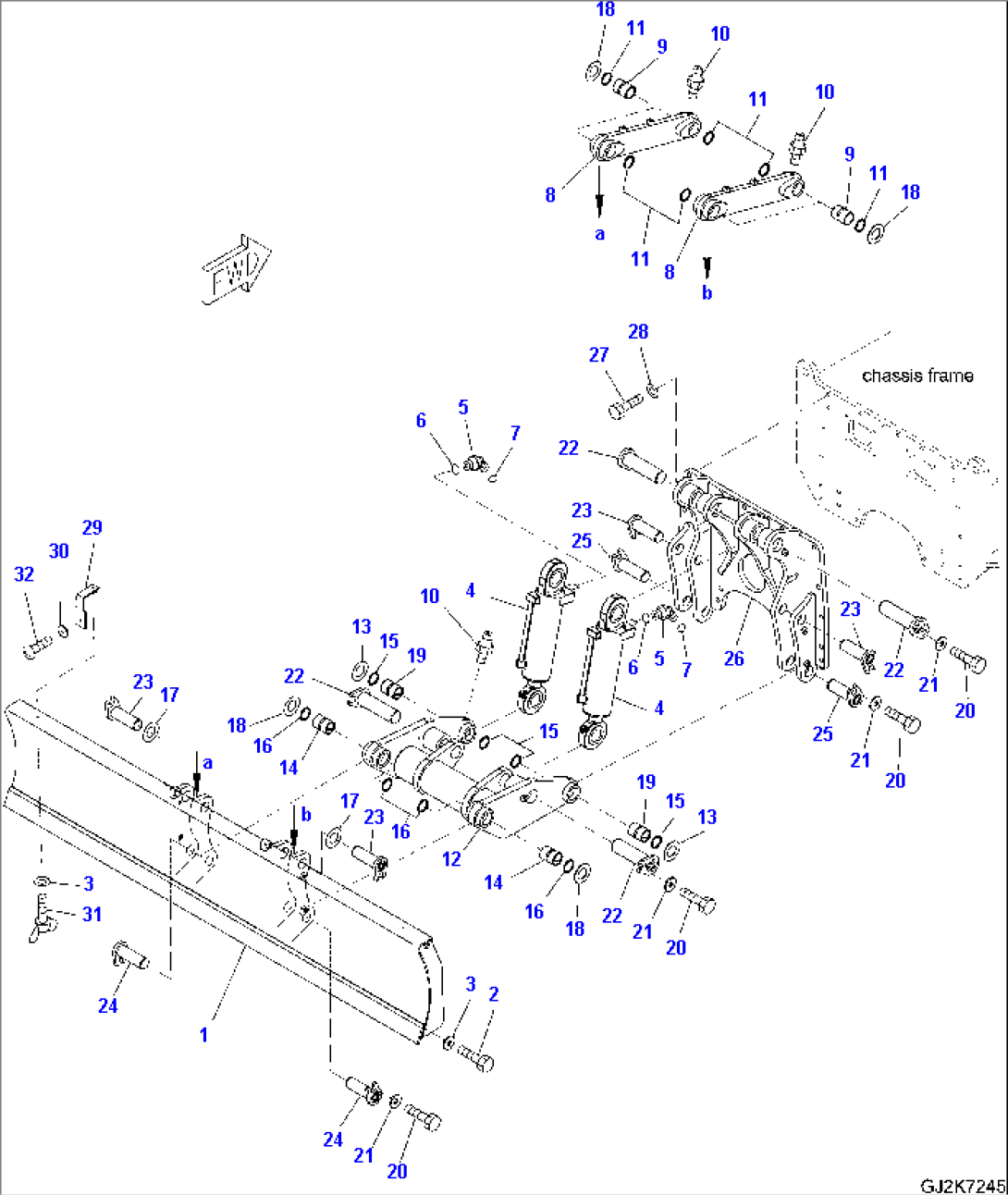 REAR BLADE WITH LINKS AND MOUNTING PARTS