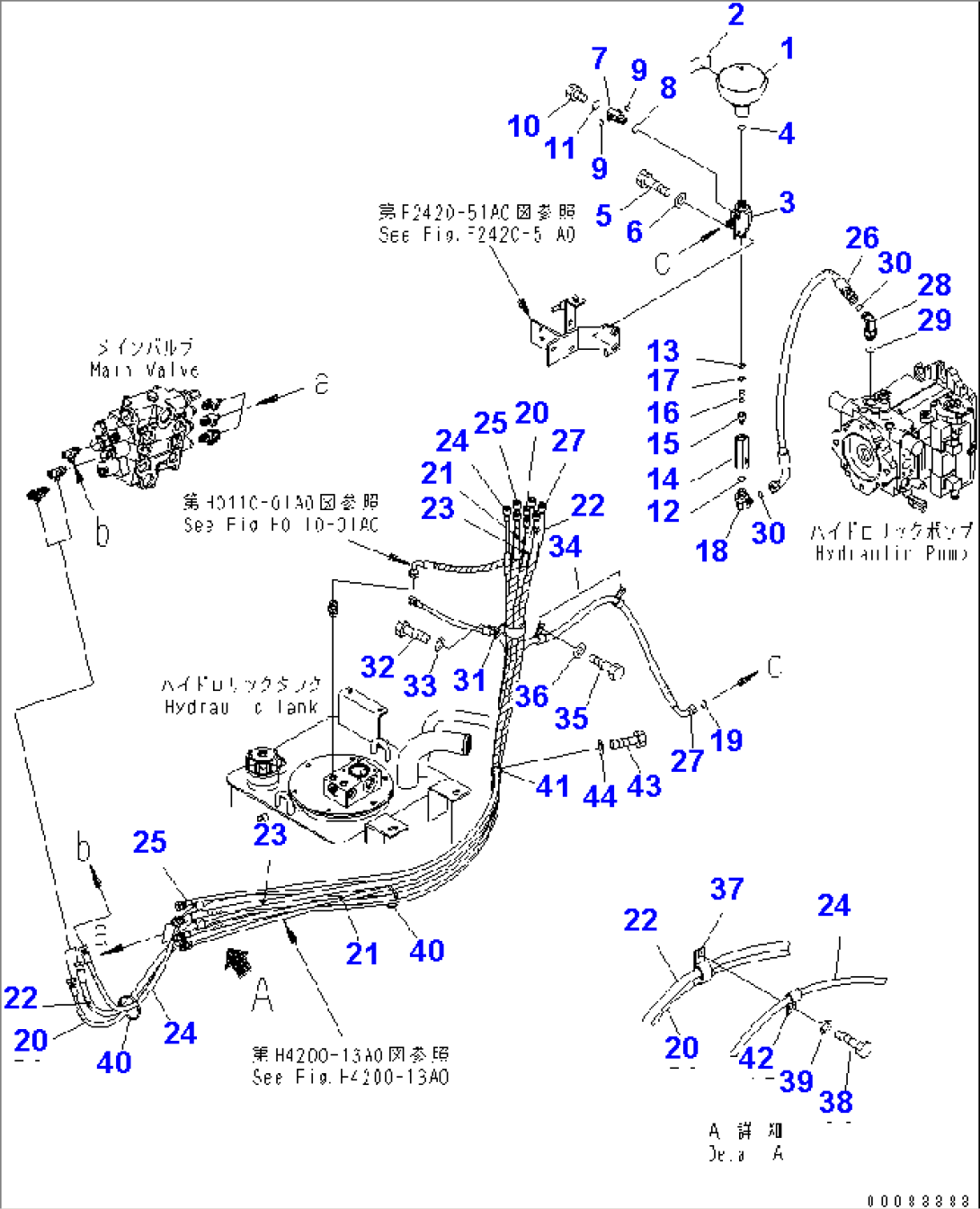 HYDRAULIC PIPING (ACCUMULATOR) (WITH LIFT CYLINDER OVER CENTER VALVE)(#75001-)