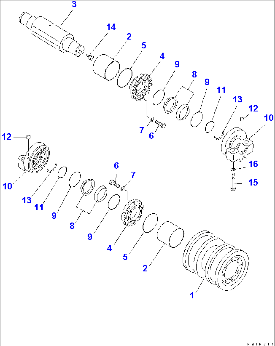 TRACK ROLLER (DOUBLE FLANGE) (WITH RIPPER)(#10105-)