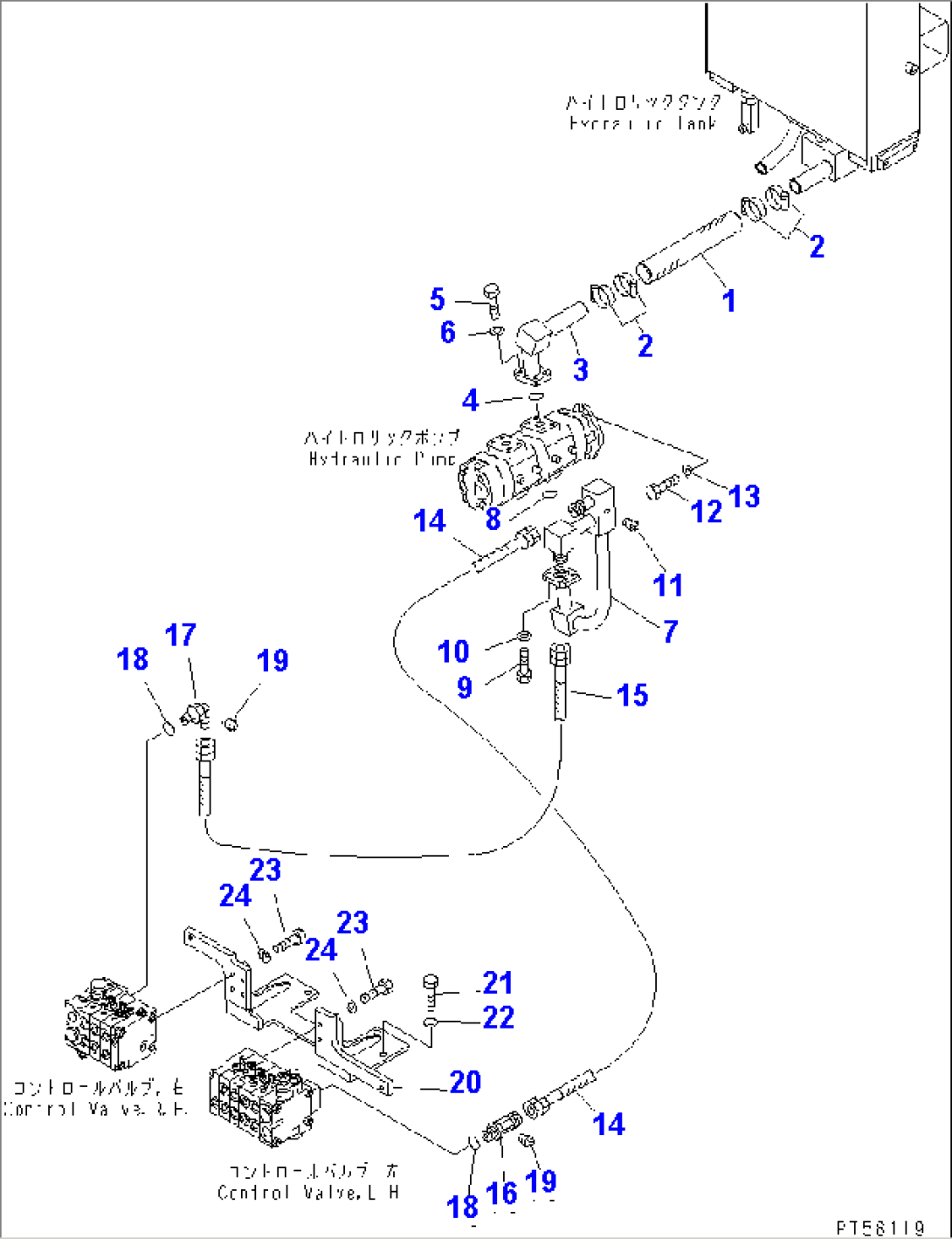 HYDRAULIC PIPING (TANK TO CONTROL VALVE)