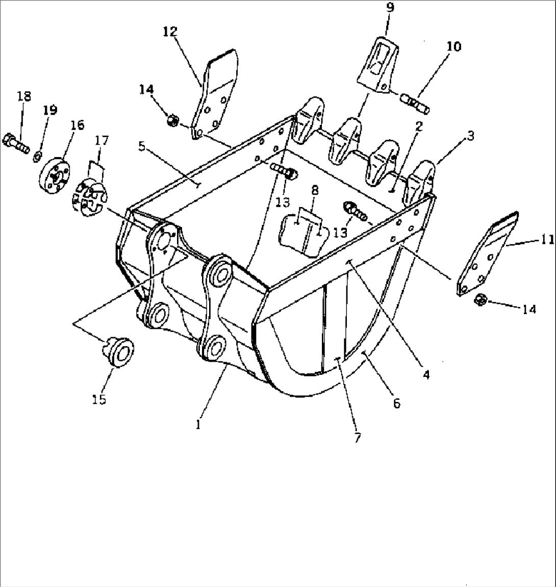 REINFORCED BUCKET¤ 0.45M3 WIDTH 860MM (HORIZONTAL PIN TYPE)