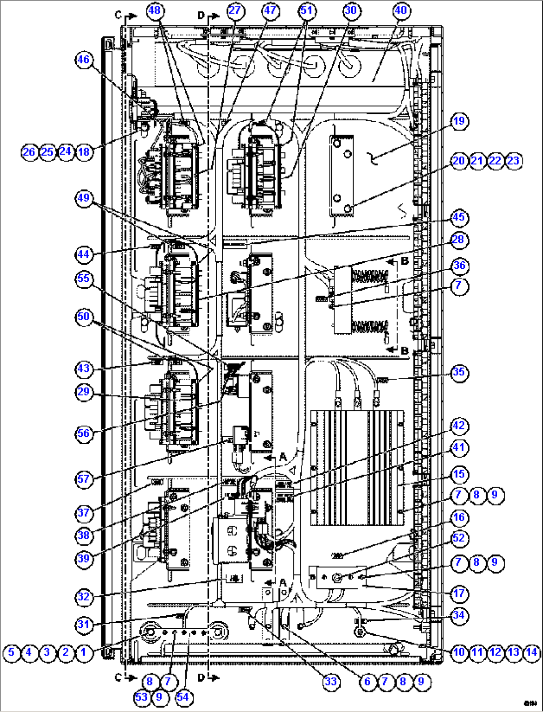 AUXILIARY CONTROL CABINET COMPONENTS - LH WALL 1/2