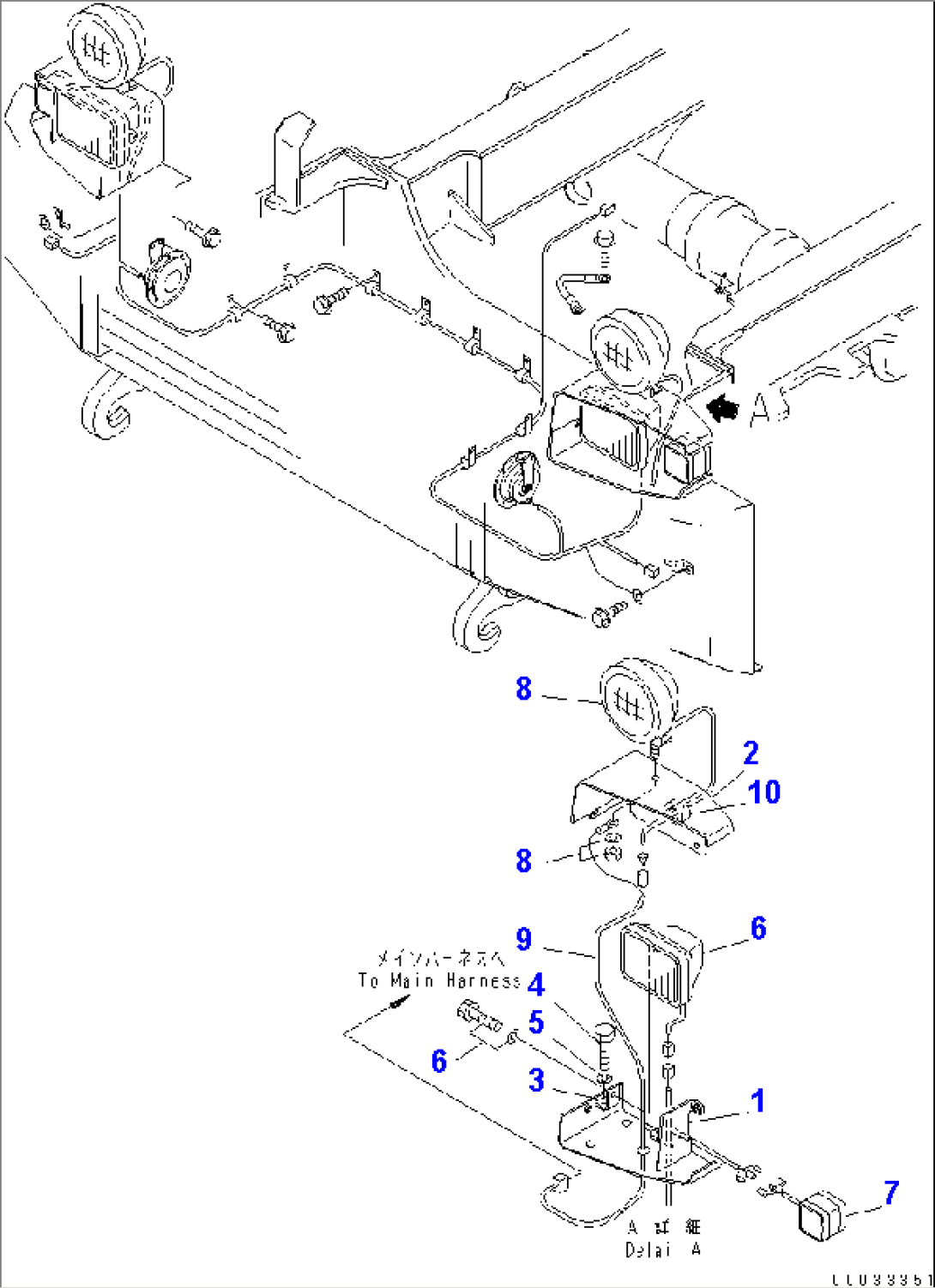 HEAD LAMP (L.H.) (WITH FOG LAMP) (-40ßC SPEC.)(#1122-)