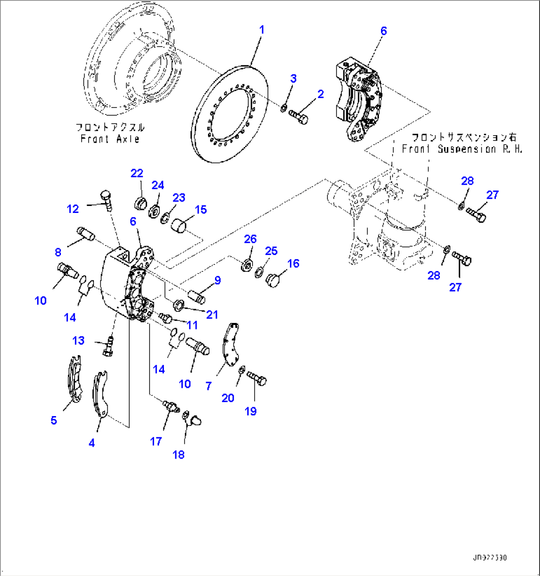 Front Axle, Front Brake R.H. (#30001-)