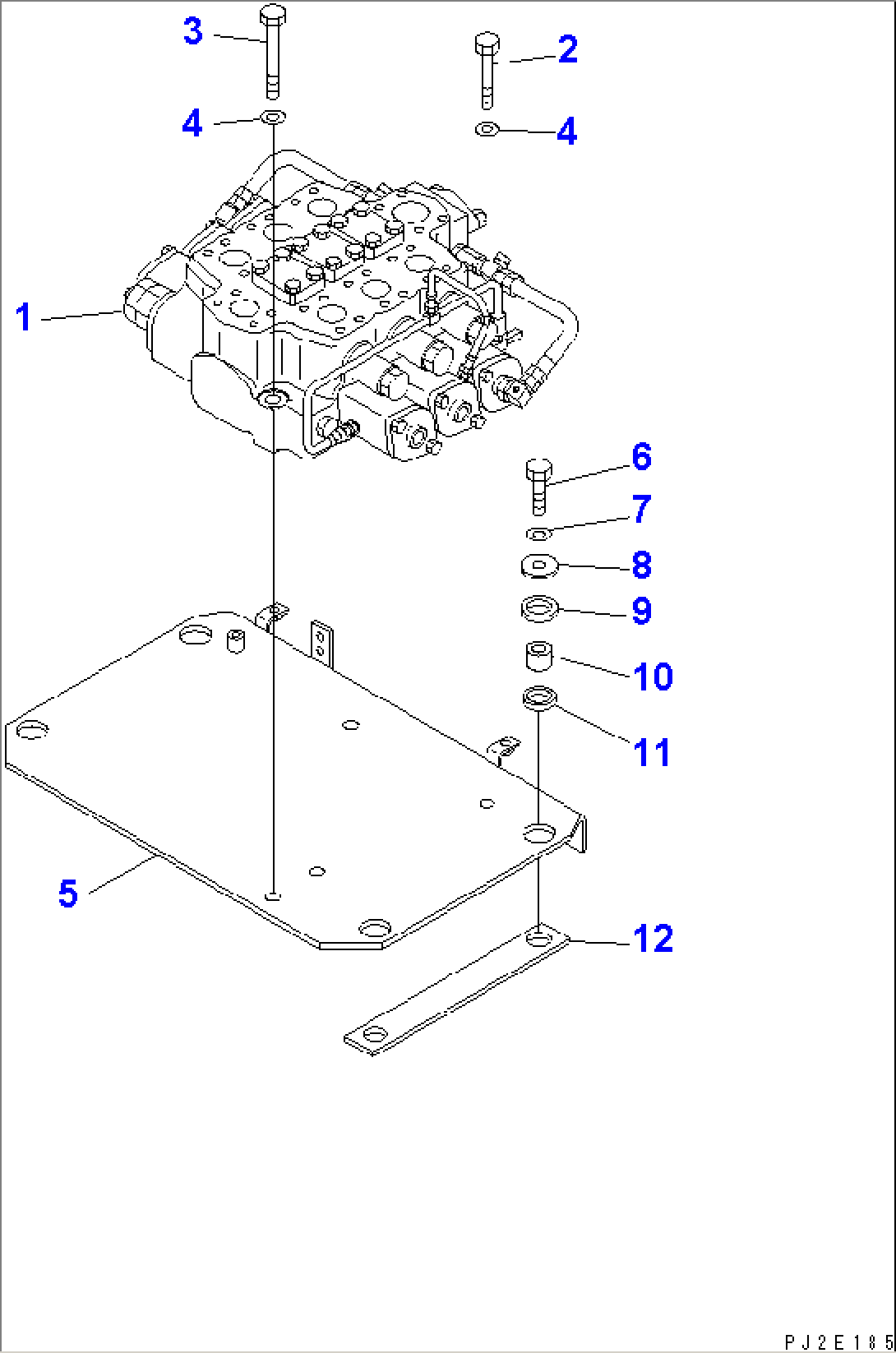 HYDRAULIC MAIN VALVE (VALVE AND MOUNTING PARTS) (WITH 3-SPOOL VALVE) (WITH E.C.S.S.)(#50001-50256)