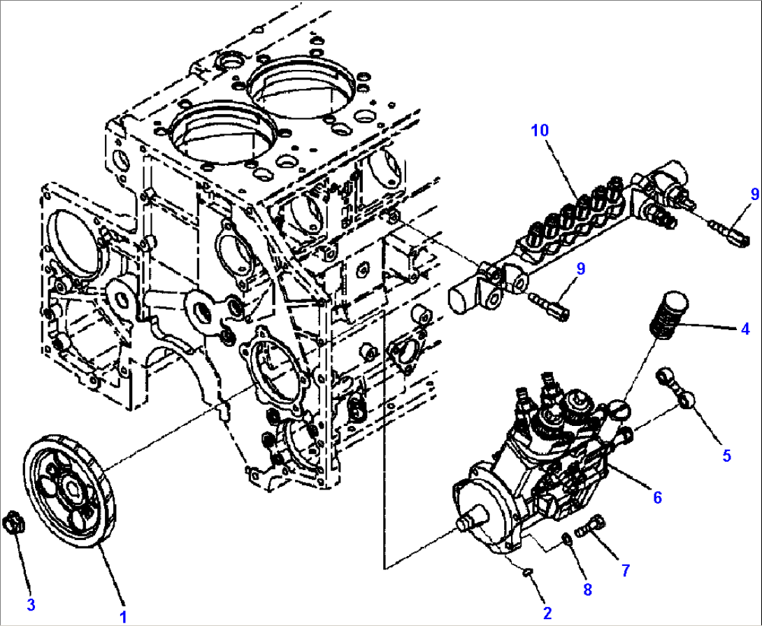 A4115-B8A0 FUEL INJECTION PUMP AND COMMON RAIL MOUNTING