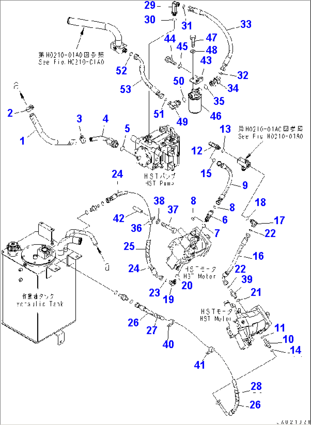 HST OIL LINE (CHARGE LINE) (FOR EMERGENCY STEERING)(#68506-)