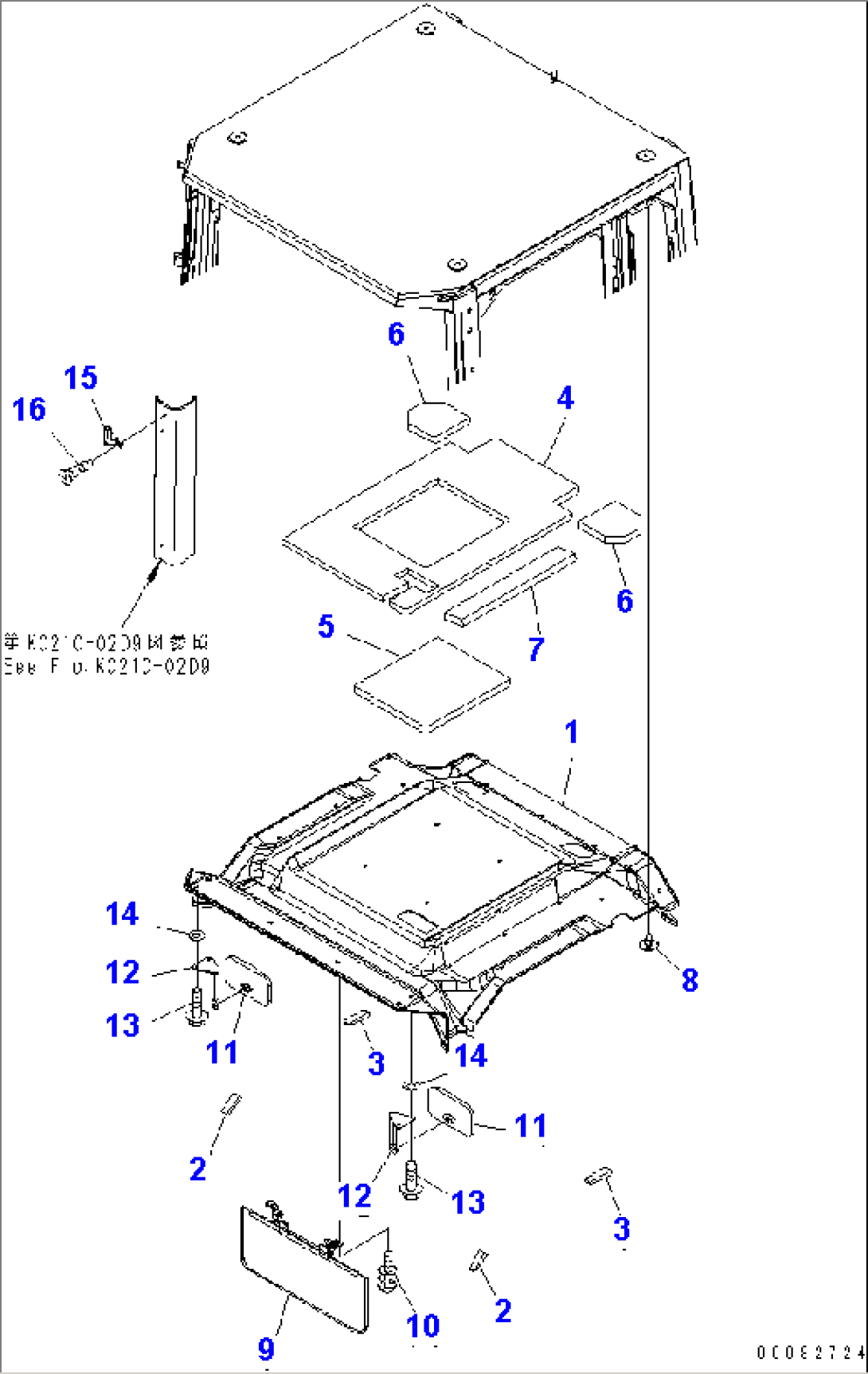 ROPS CAB (ROOF PAD AND ROOM MIRROR) (EXCEPT JAPAN)