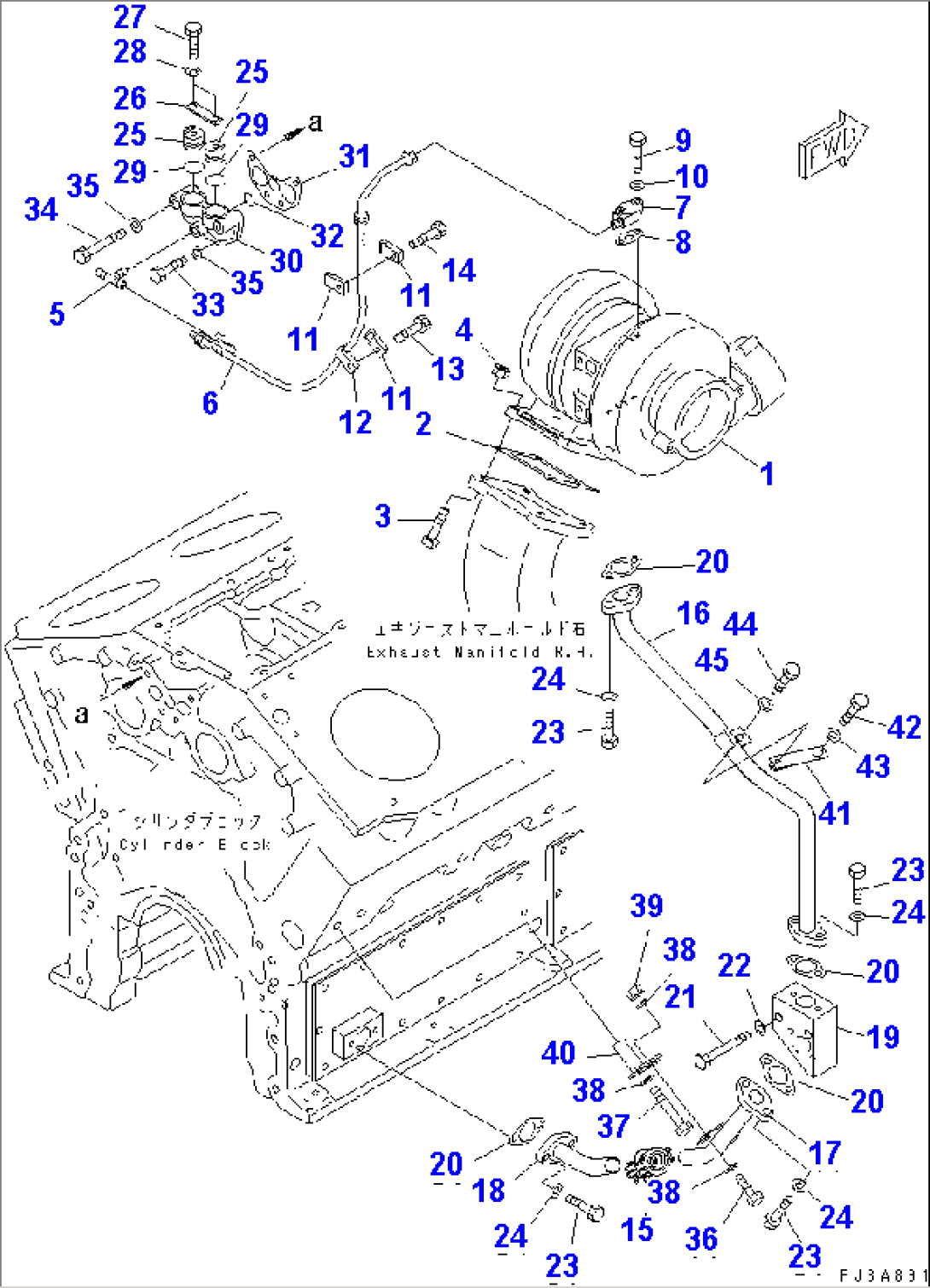 TURBOCHARGER OIL PIPING (ENGINE R.H. SIDE)(#10193-10238)