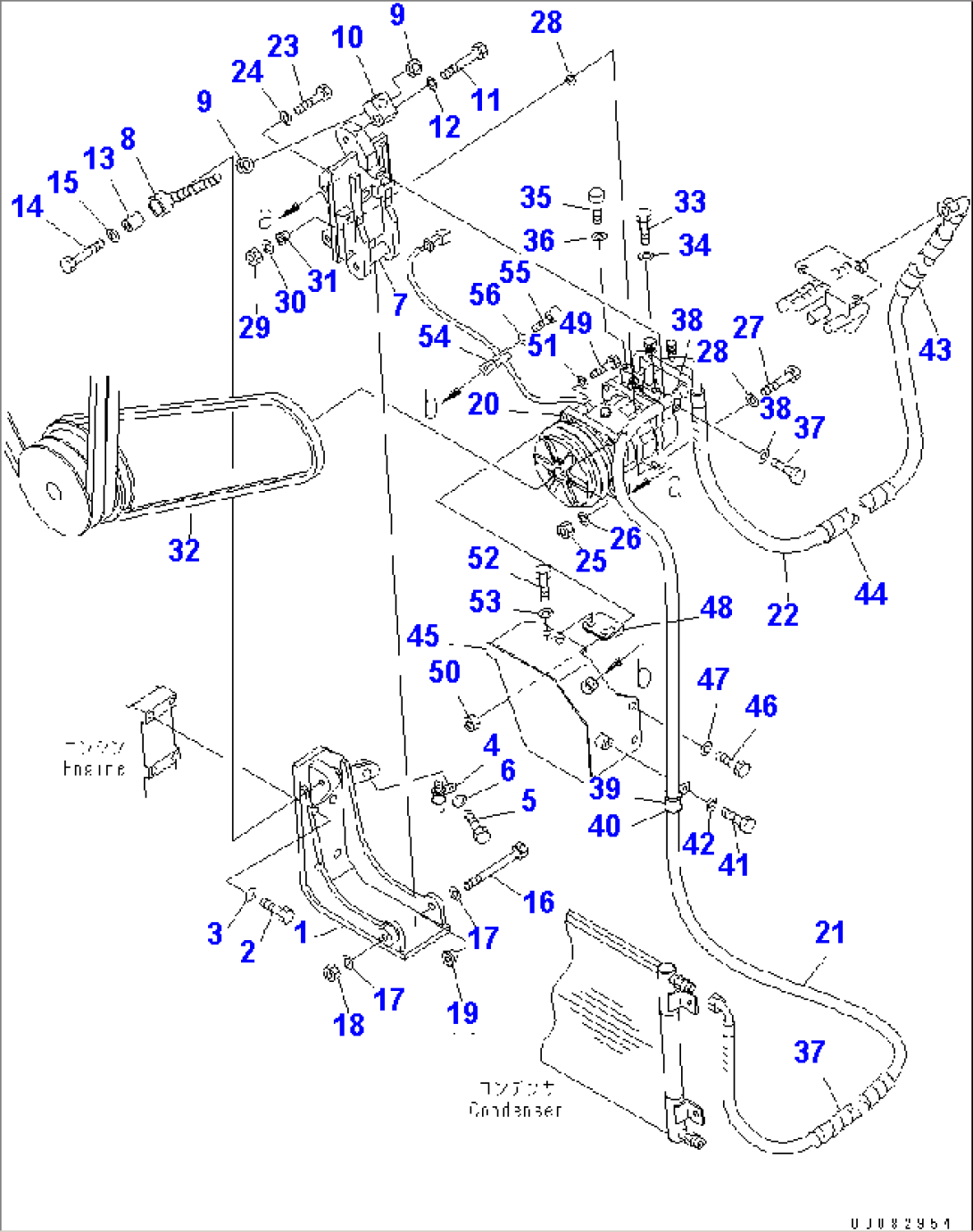 AIR CONDITIONER AND HEATER (AIR COMPRESSOR AND RELATED PARTS)(#7001-)