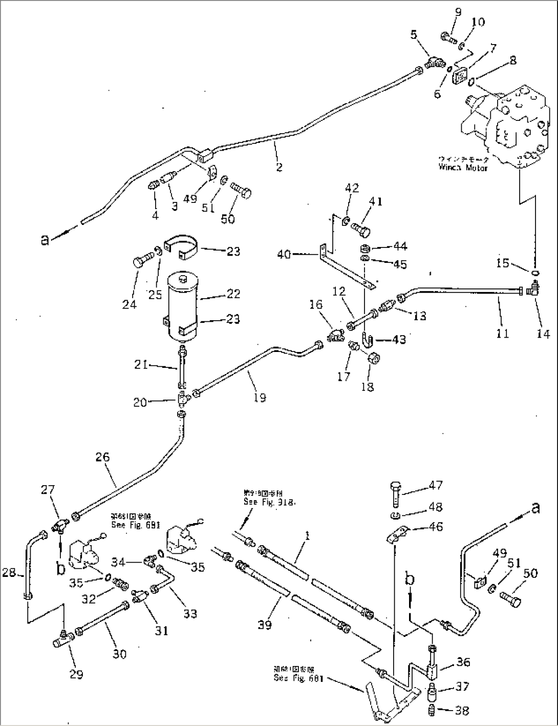 HYDRAULIC PIPING (WINCH MOTOR LINE) (3/4) (EXCEPT JAPAN)