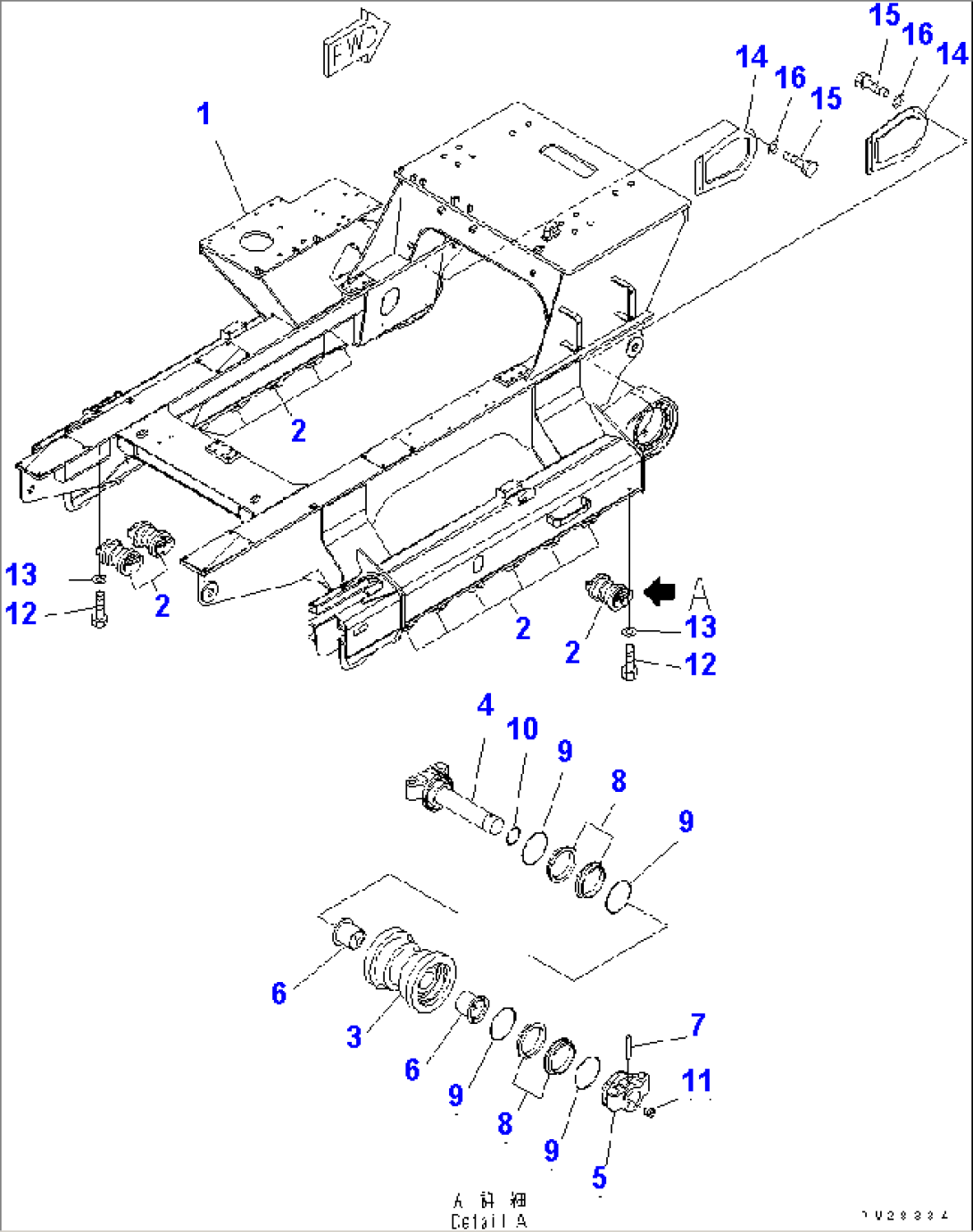 TRACK FRAME AND TRACK ROLLER (CENTER GUARD SPEC.)