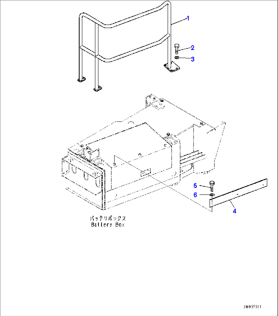 Battery and Battery Case Group, Handrail (#2848-)