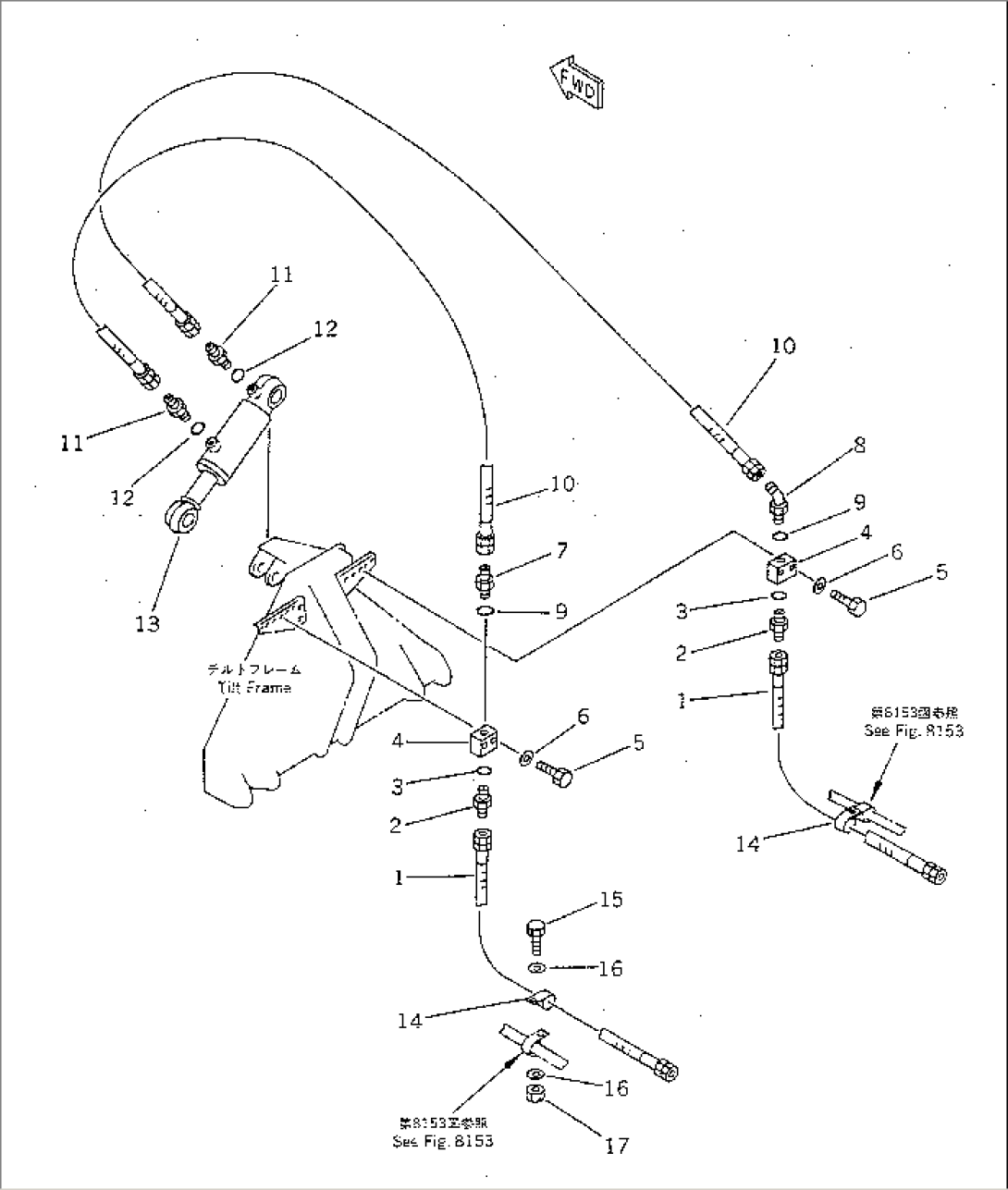 PITCH AND ANGLE SNOW PLOW (TILT CYLINDER LINE) (WITH POWER TILT)(#30001-)