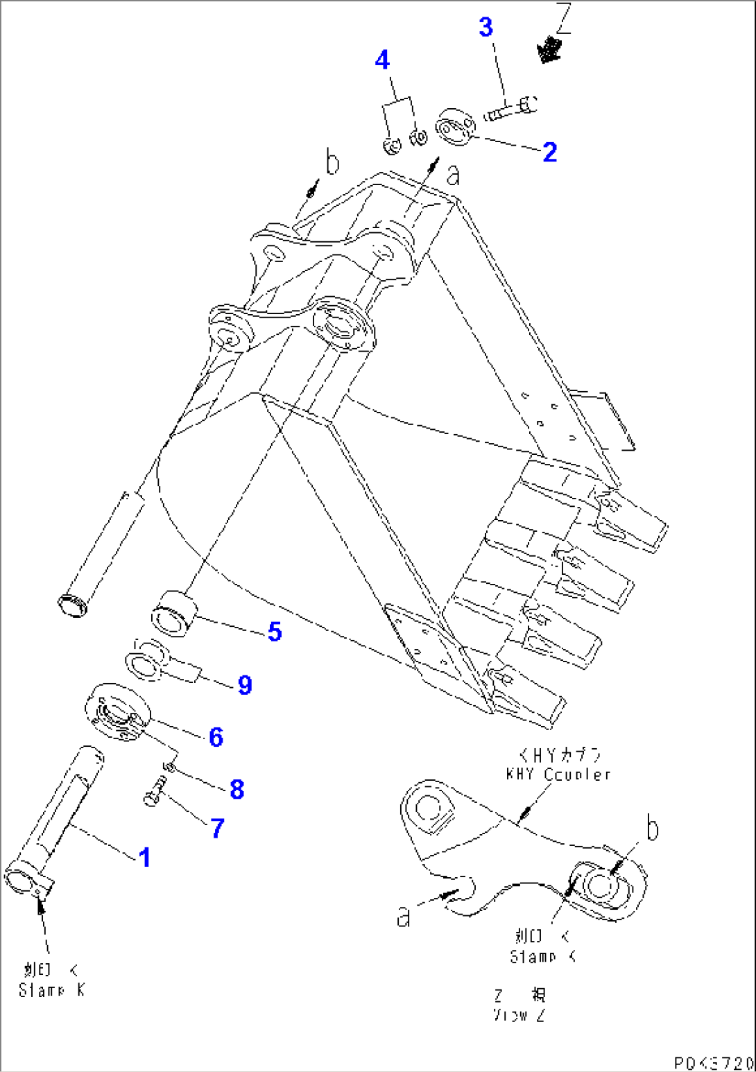 BUCKET PIN (MULTIPLE CHANGE) (KOMATSU BUCKET) (FOR KHY COUPLER)(#16328-)