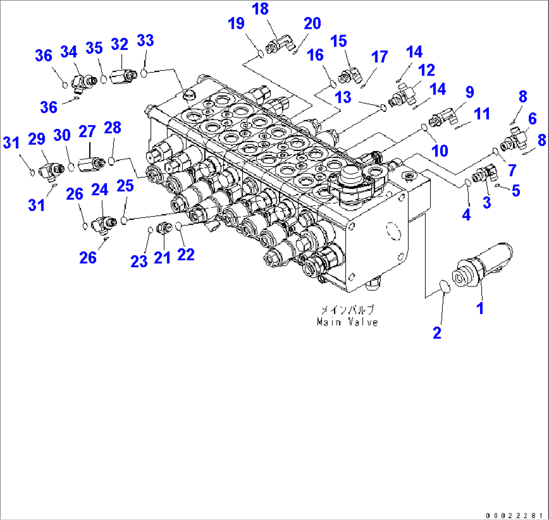 MAIN VALVE CONNECTING PARTS (2/4) (FOR 1-PIECE BOOM WITH 2 ATT.)