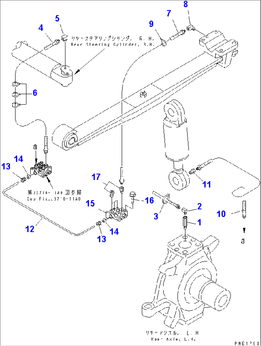 LUBRICATION PIPING (GREASE REAR PIPING¤ L.H.) (1/2)(#53001-53085)