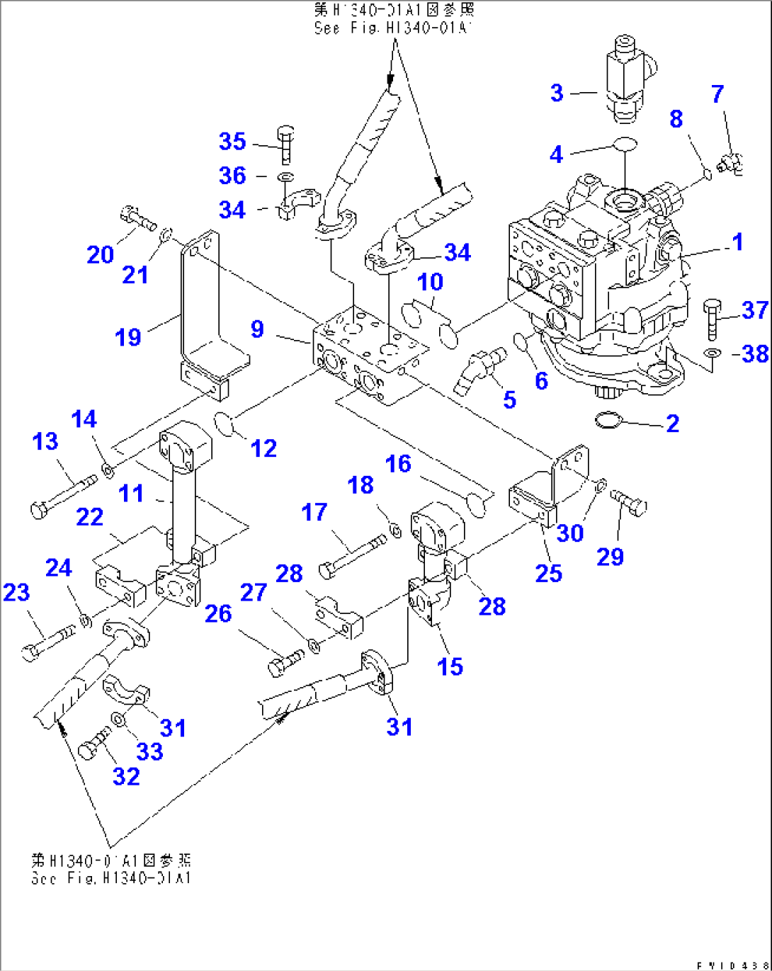 SWING MOTOR (REAR) (WITH SERVICE VALVE)(#31001-)