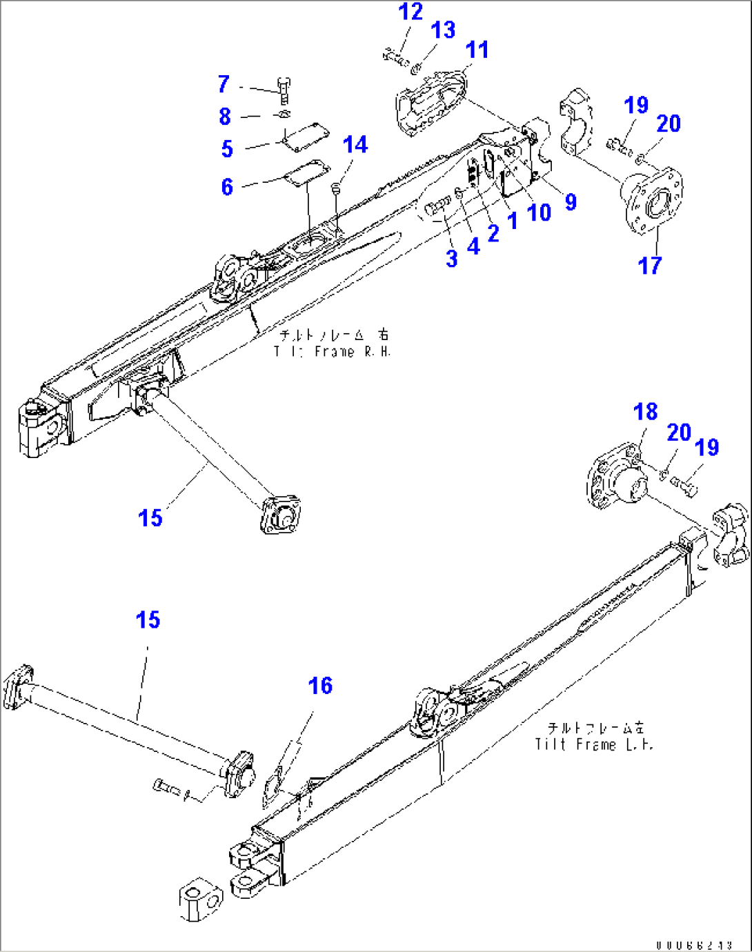 STRAIGHT COAL DOZER FRAME (BLADE TILT PIPING AND ARM¤ TRUNNION)(#11001-)